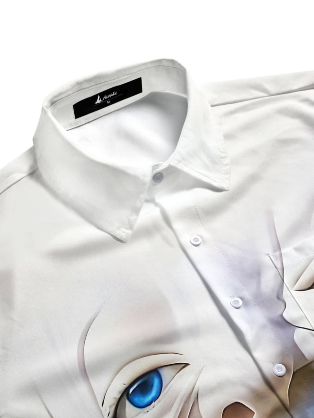 Men's Funny Face Expression Art Relief Half Sleeve Shirt Side View