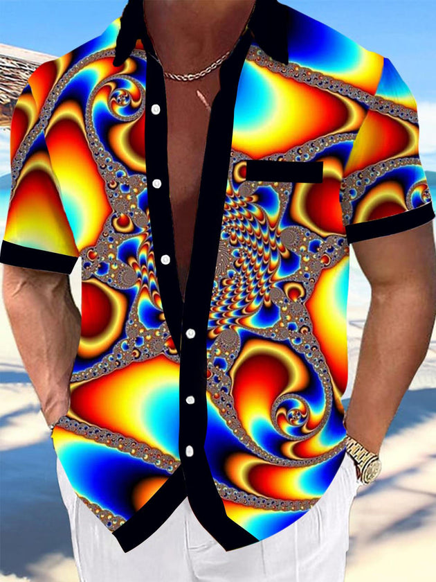 men's abstract print shirt front view