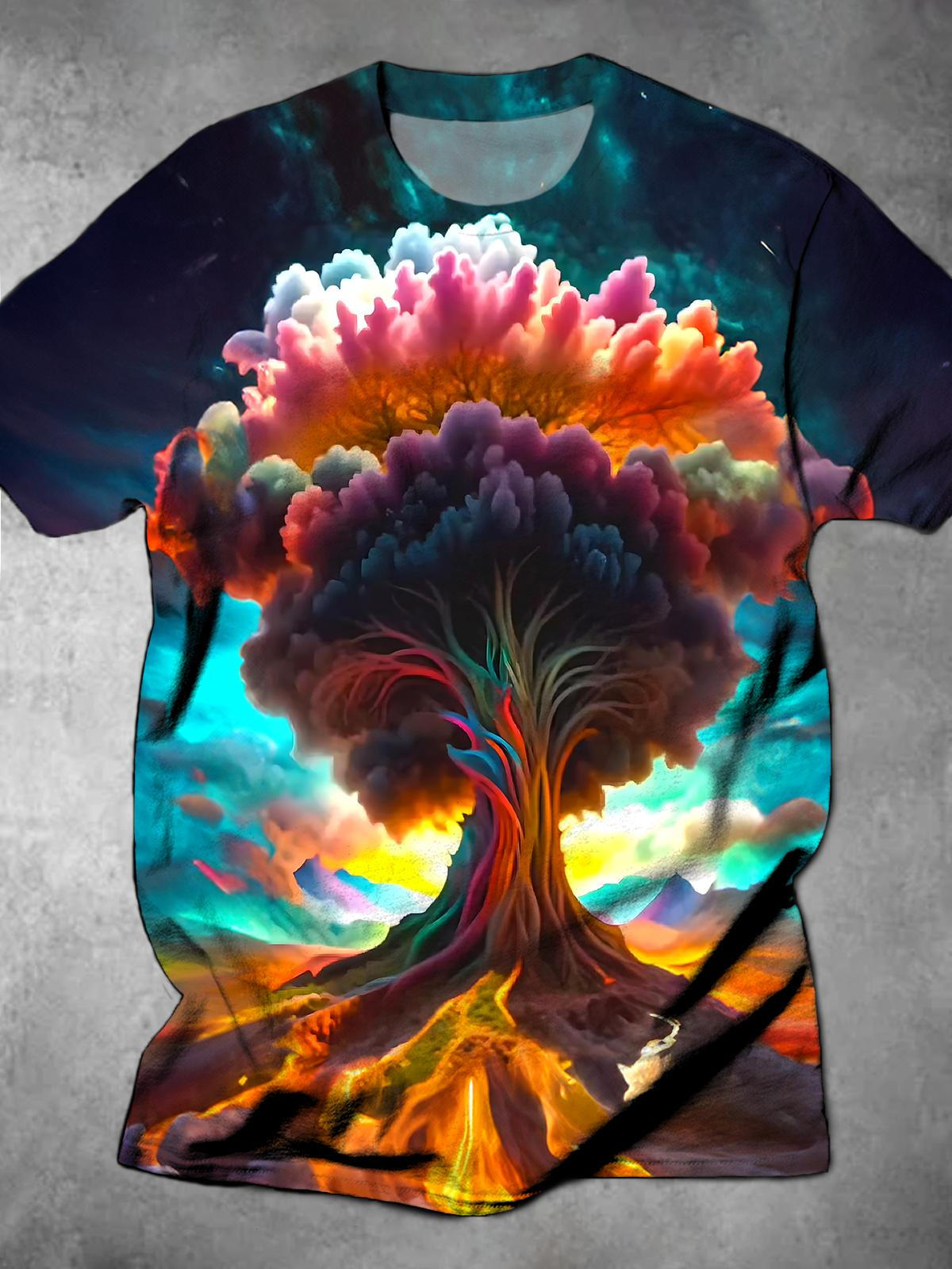 Tree Round Neck Short Sleeve Men's T-shirt