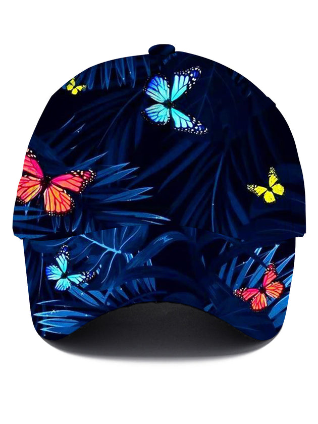men's blue butterfly print shirt front view
