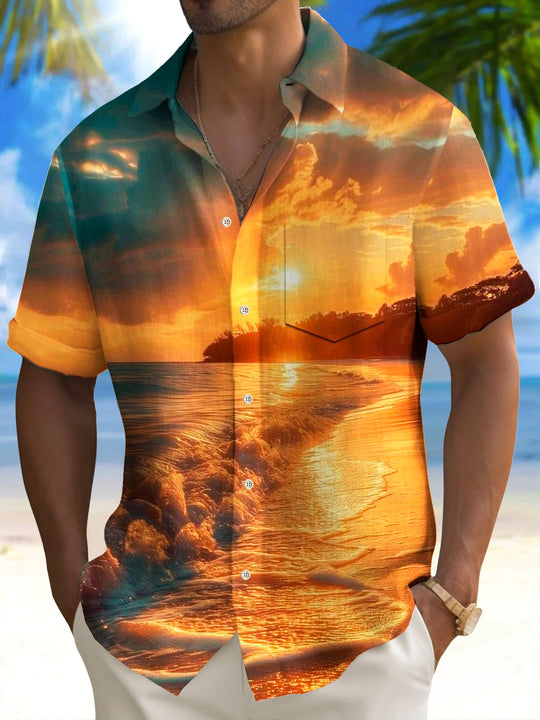 men's Hawaiian shirt front view tropical beach vacation