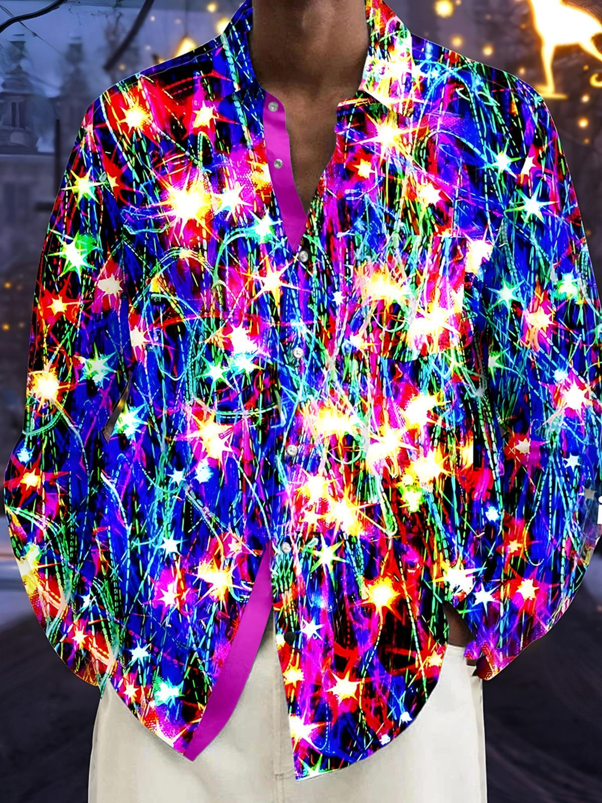 Tie Dye Men's Pocket Long Sleeve Shirts