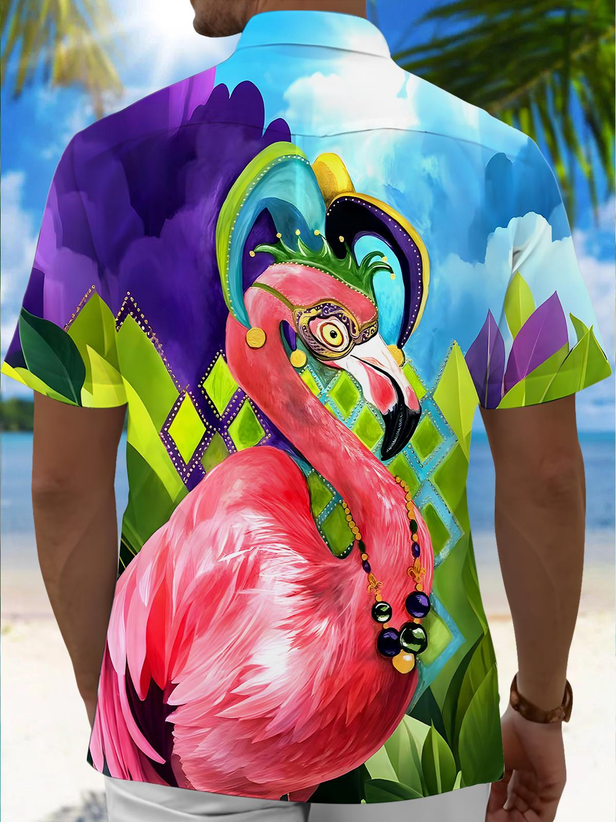 Flamingo Men's Pocket Short Sleeve Shirts