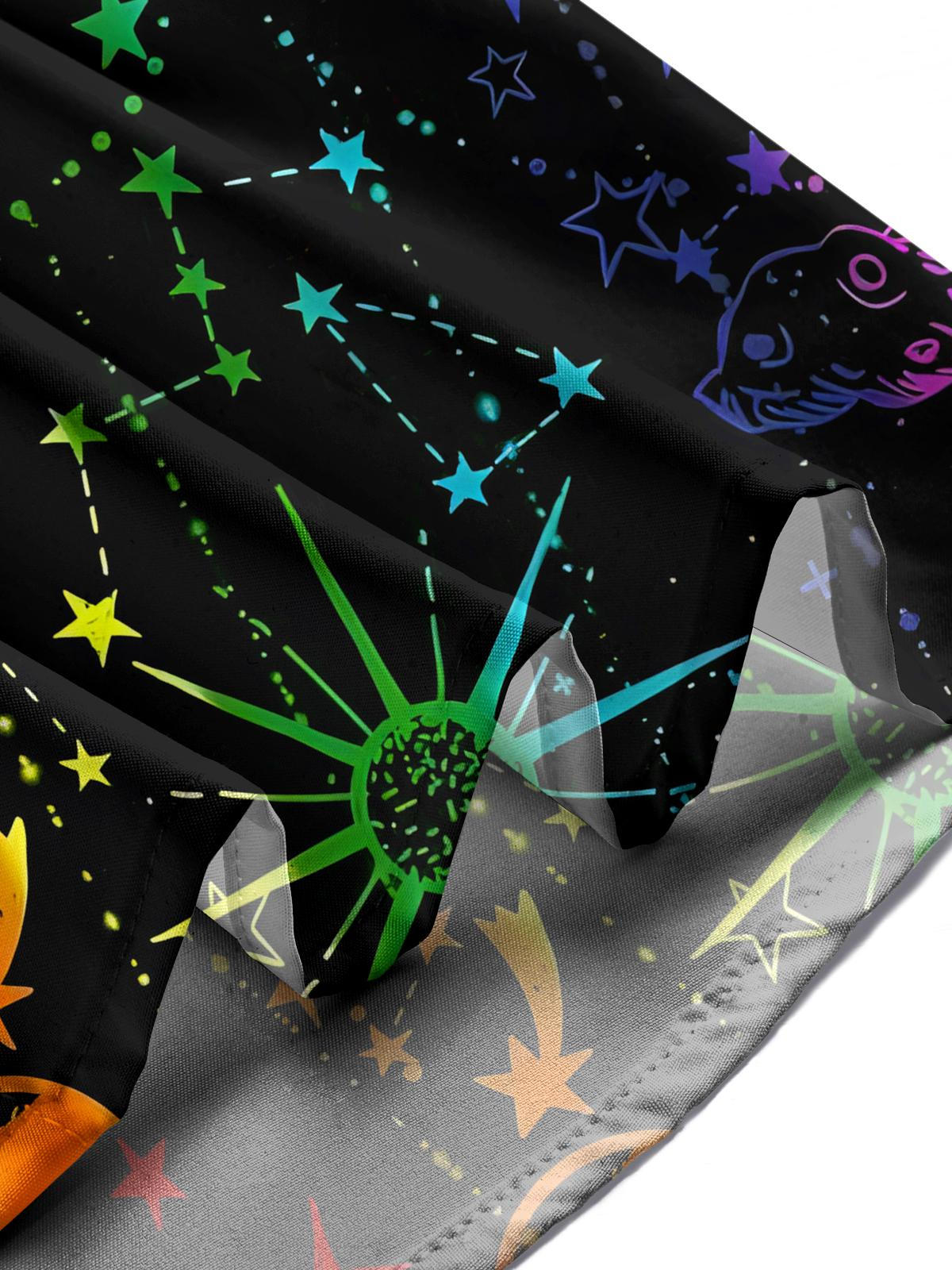 Rainbow Universe Planet Print Men's Pocket Short Sleeve Shirts