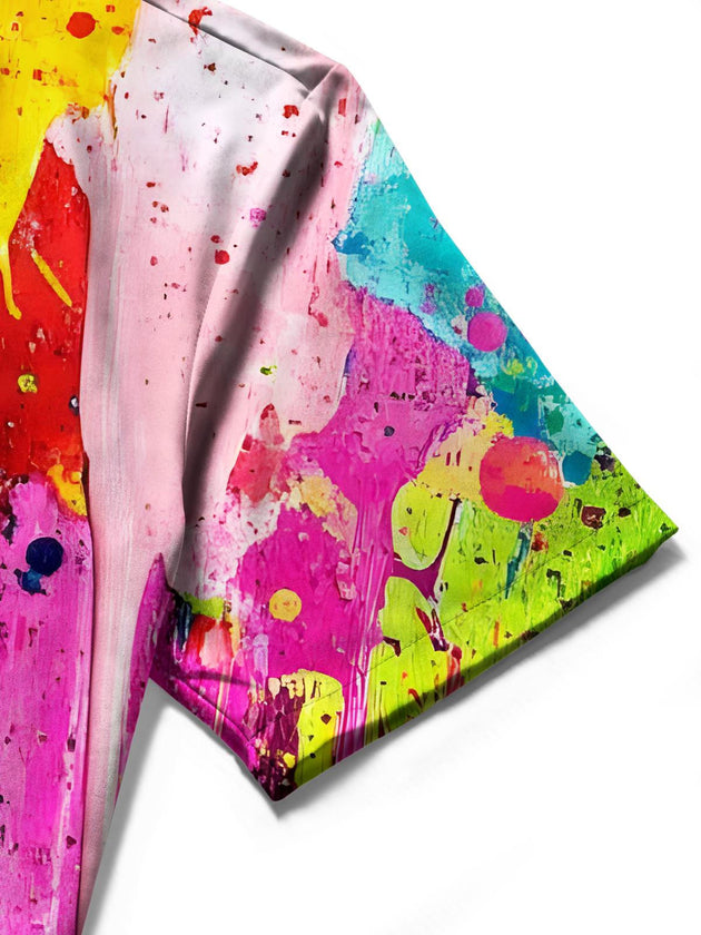 men's tie dye shirt close-up short sleeve