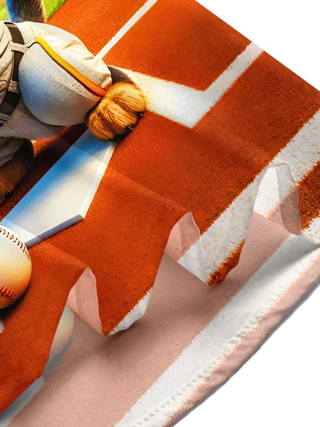 Fun Baseball Puppy Dog Men's Pocket Short Sleeve Shirts