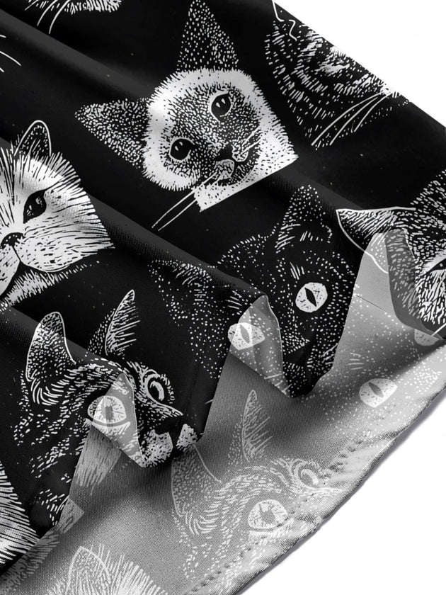 men's cat print shirt summer vacation