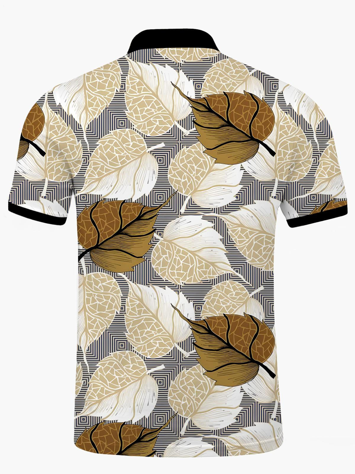 Leaf Men's Short Sleeve Button Polo Shirt