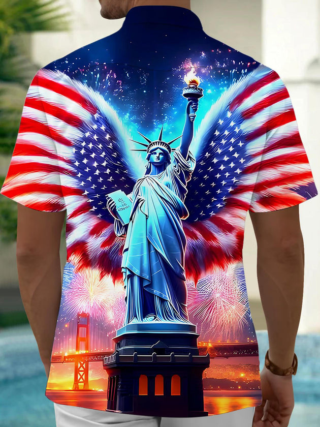 men's patriotic print shirt back view