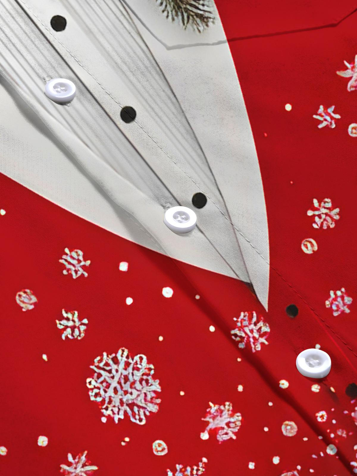 Fun Christmas Snowflakes Xmas Men's Pocket Long Sleeve Shirts