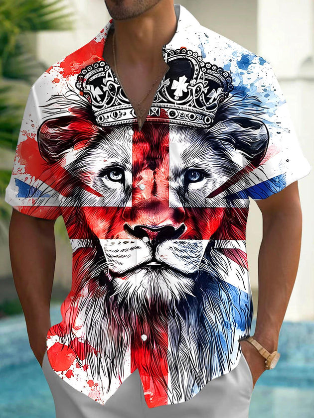 men's American flag print shirt front view Independence Day