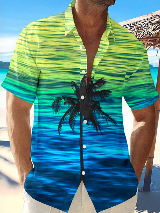 men's Hawaiian shirt front view tropical beach vacation