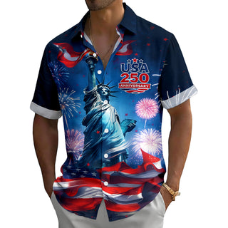 men's red button up shirt Independence Day view 18