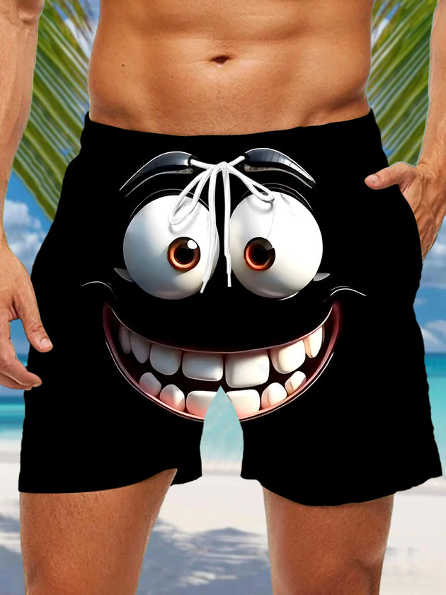 Men's funny print casual shorts front view