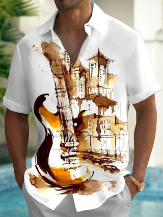 men's watercolor print shirt front view