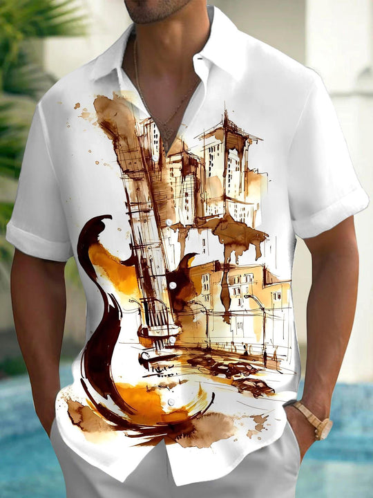 men's watercolor print shirt front view
