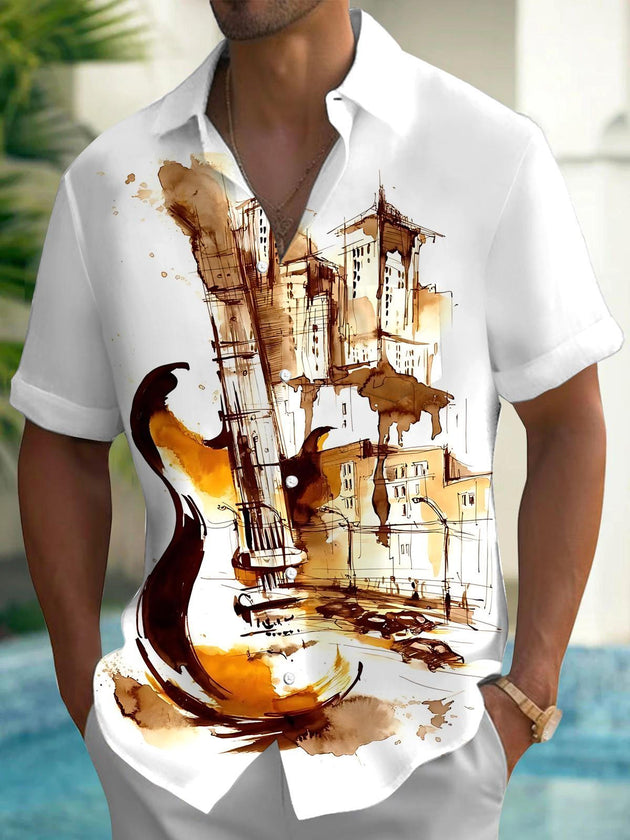 men's watercolor print shirt front view