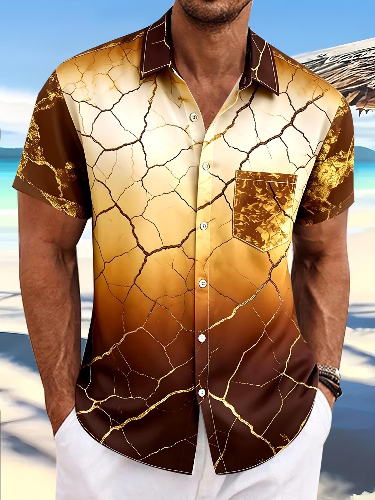 Men abstract print short sleeve shirt front view