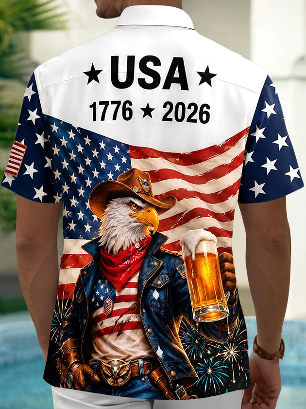 Independence Eagle Beer Men's Pocket Short Sleeve Shirts