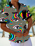 Abstract Eye Art Print Men's Pocket Short Sleeve Shirts