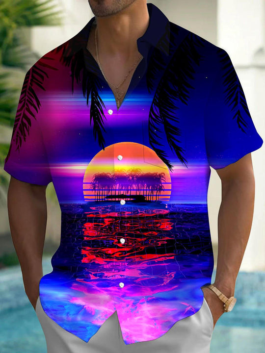 men's Hawaiian shirt front view tropical beach vacation