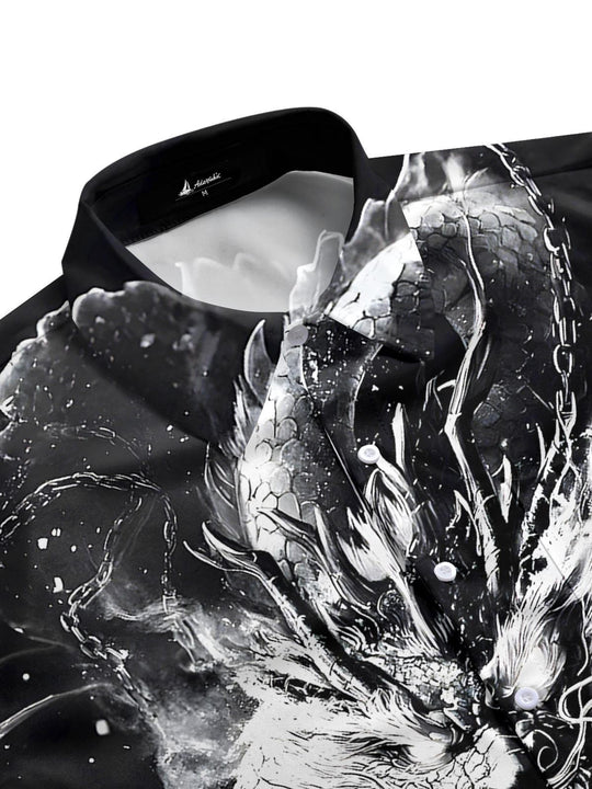 men's Chinese dragon shirt side view