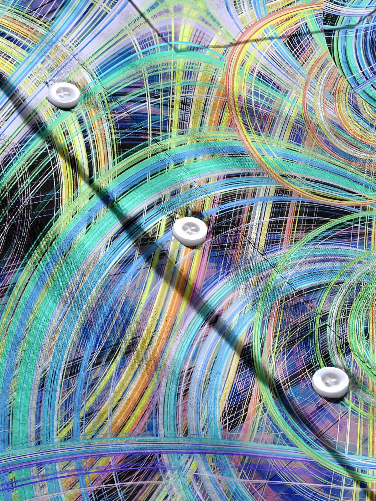 Abstract Line Print Men's Pocket Short Sleeve Shirts