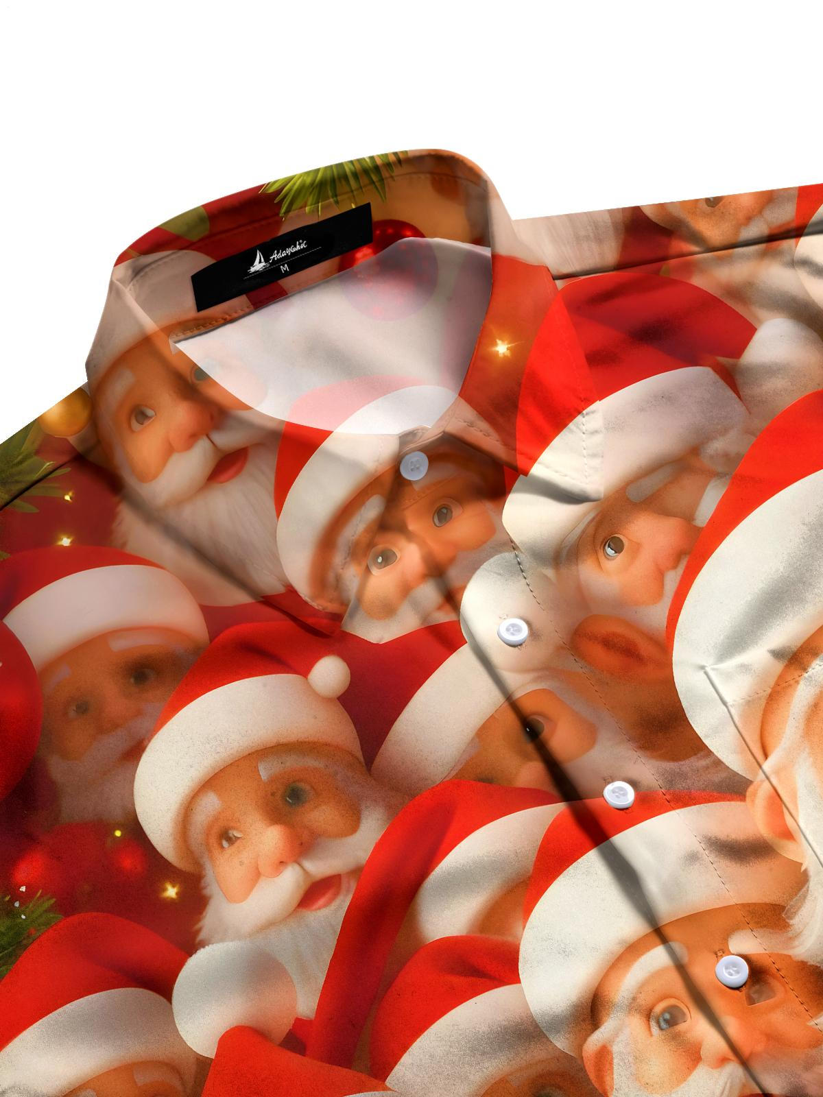 Funny Santa Claus Xmas Men's Pocket Long Sleeve Shirts