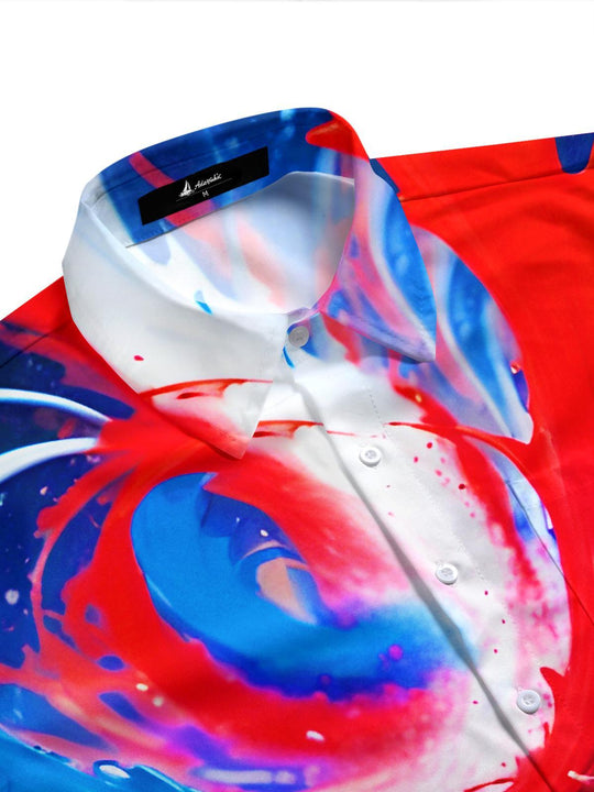 men's art print shirt side view