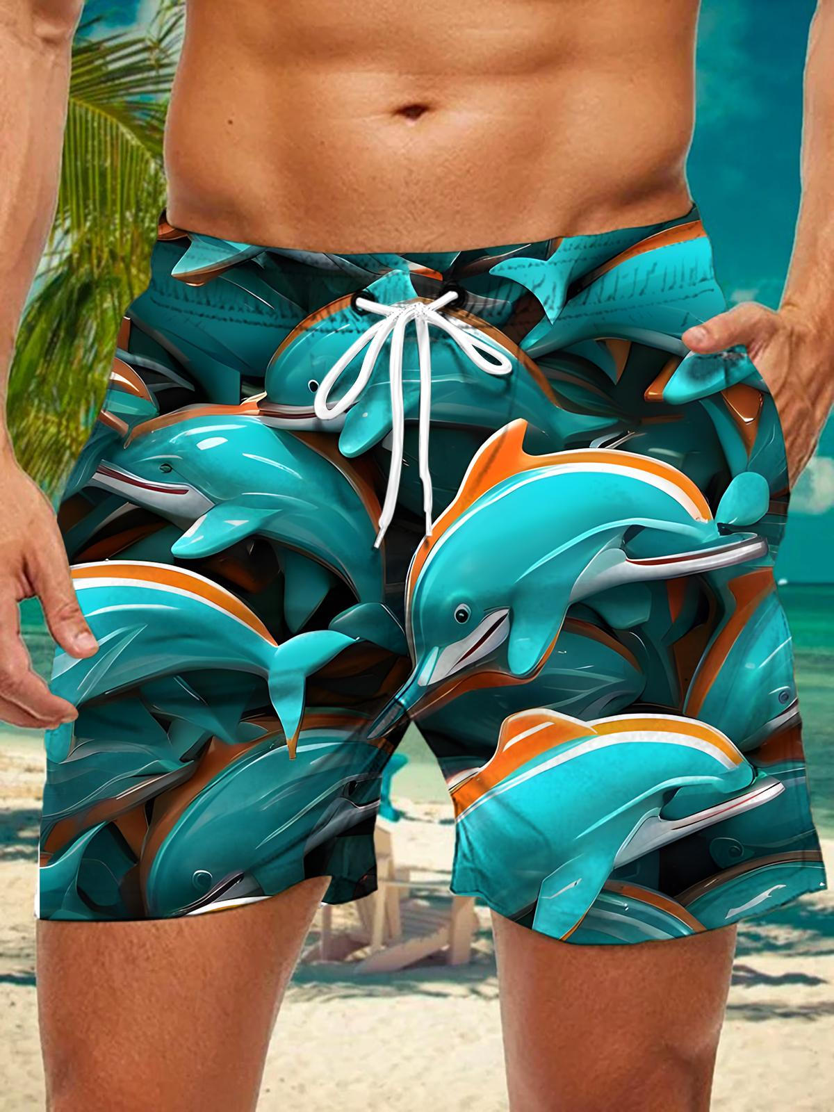 Dolphin Print Men's Print Pocket Shorts