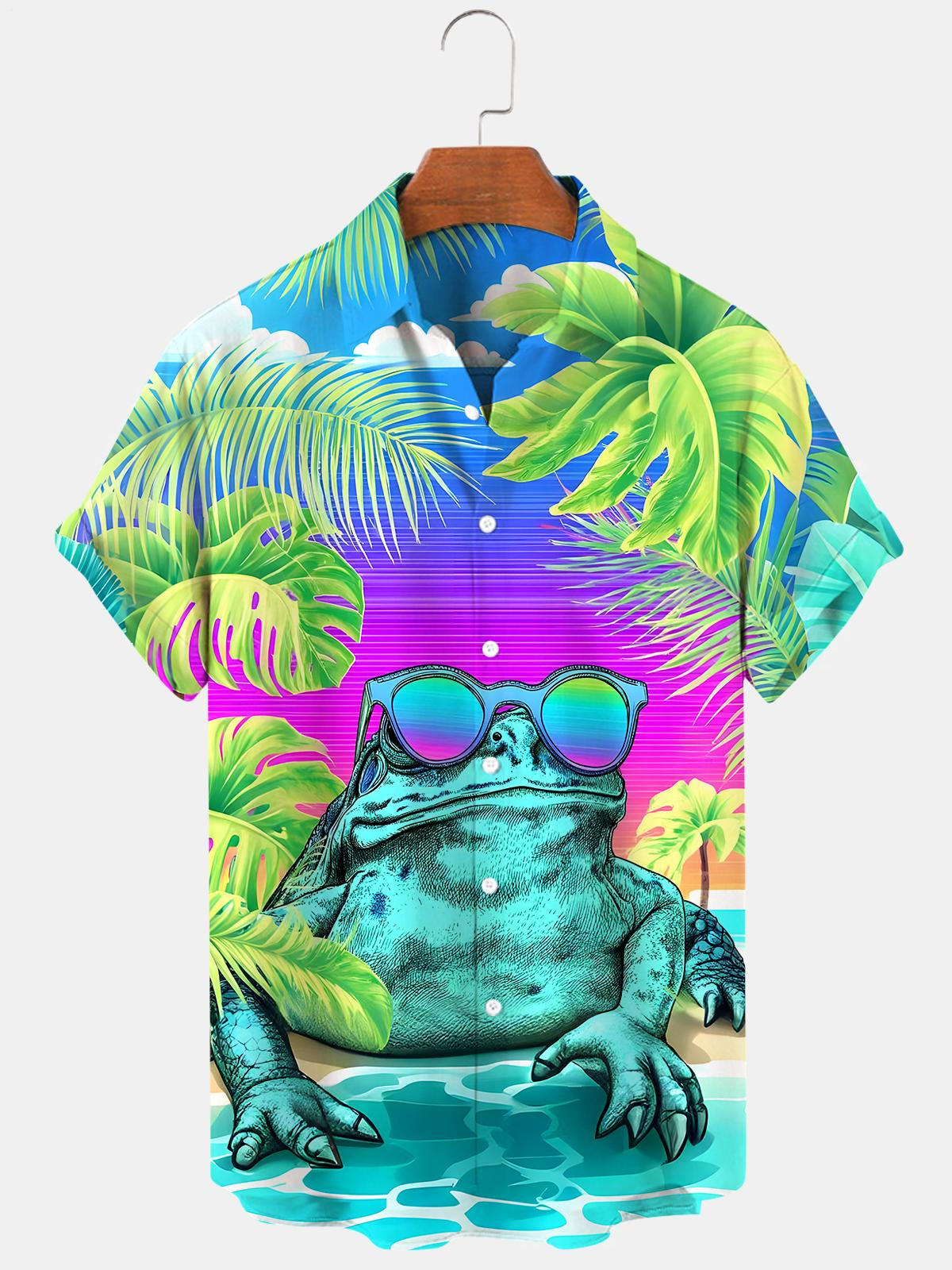 Hawaiian Frog Men's Pocket Short Sleeve Shirts