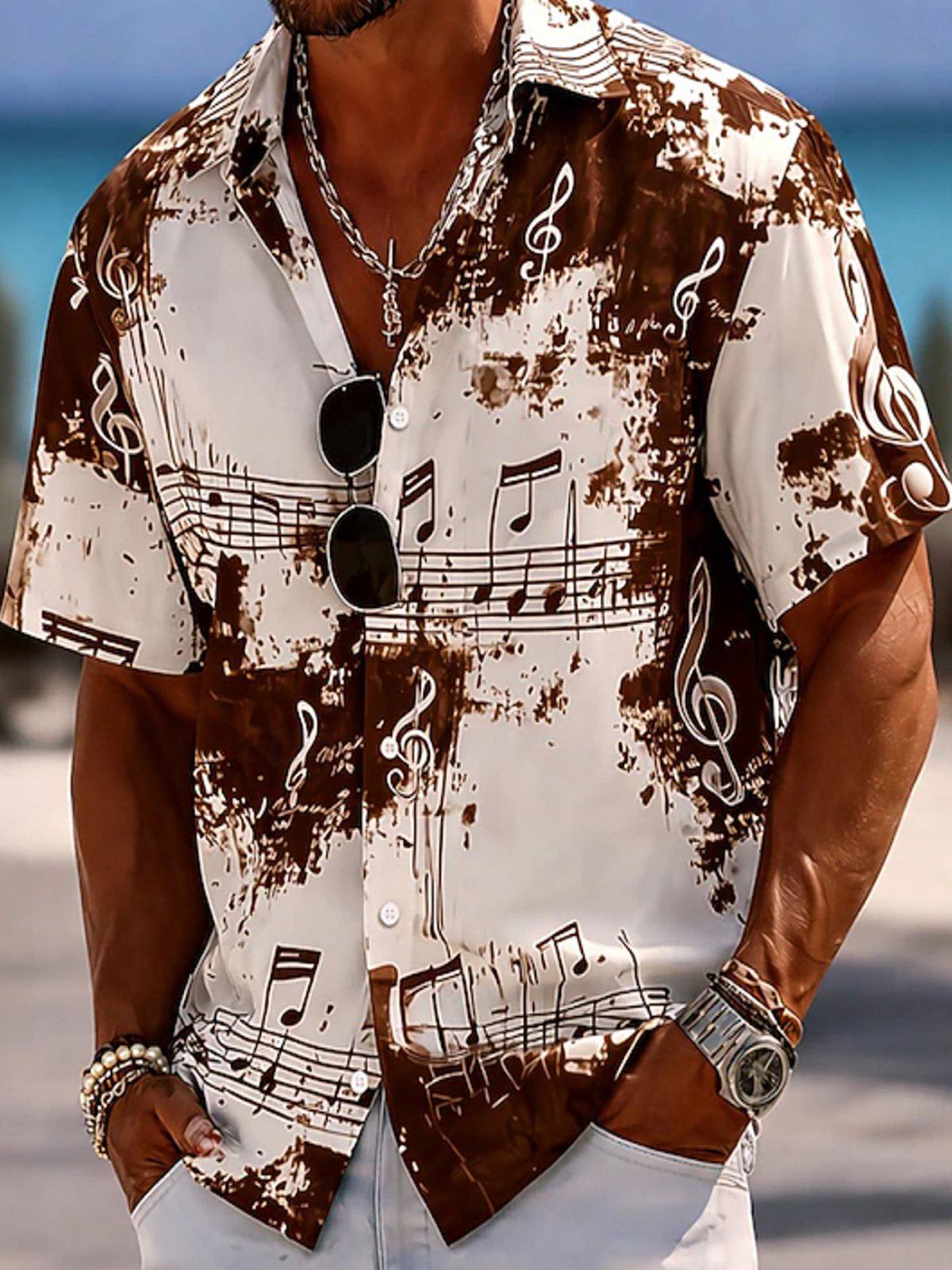 men's music print shirt front view