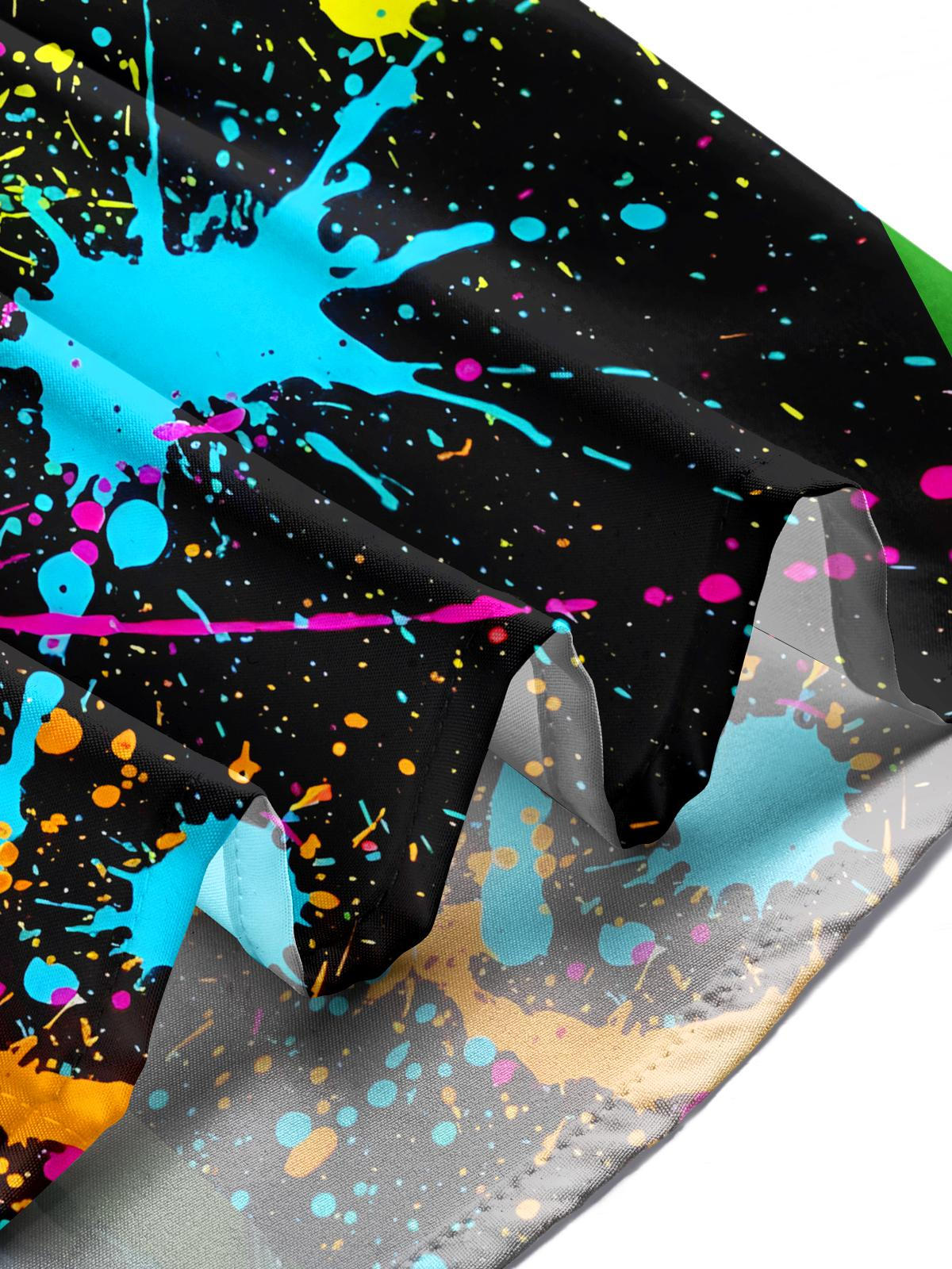 Ink Splash Print Men's Pocket Short Sleeve Shirts