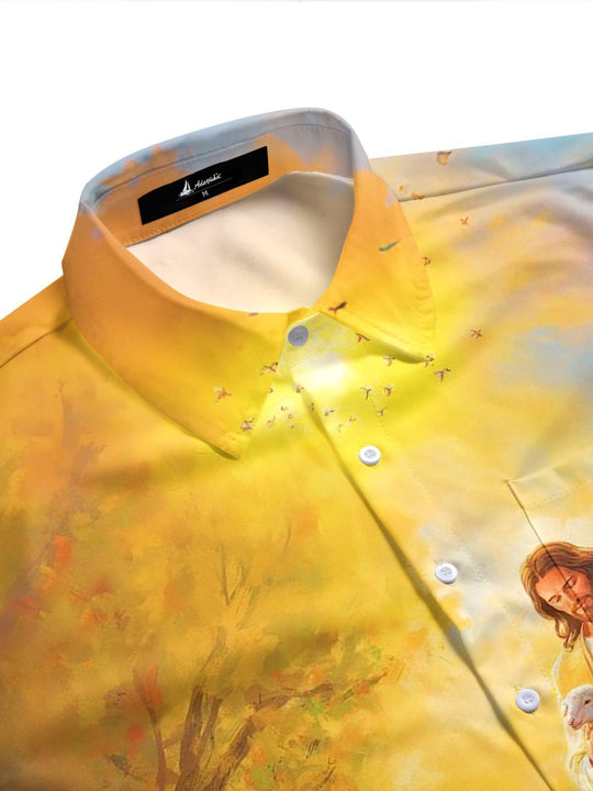 men's short sleeve shirt side view
