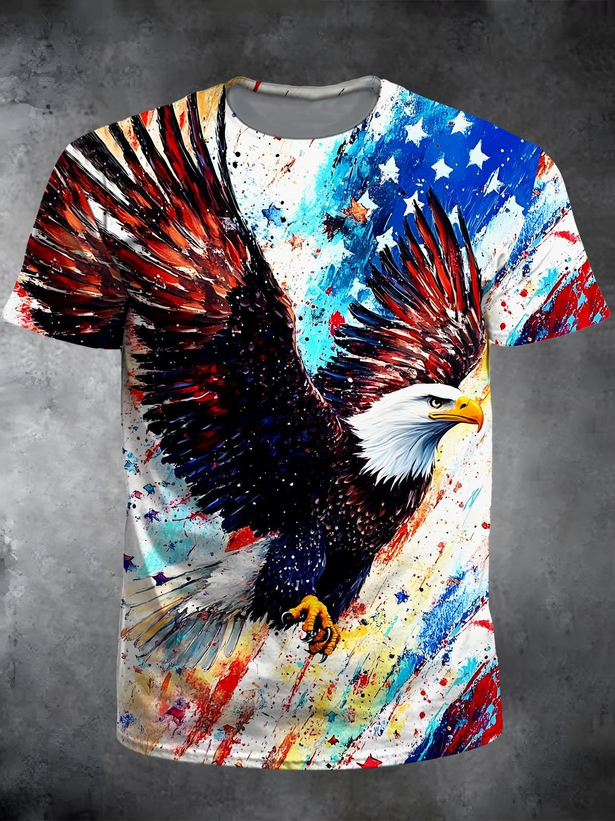 Eagle Round Neck Short Sleeve Men's T-shirt