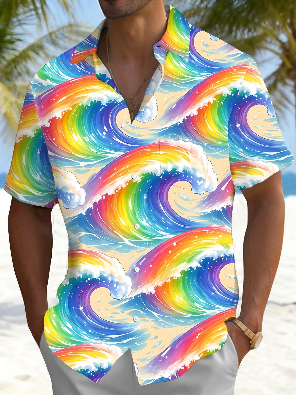 men's wave print shirt front view