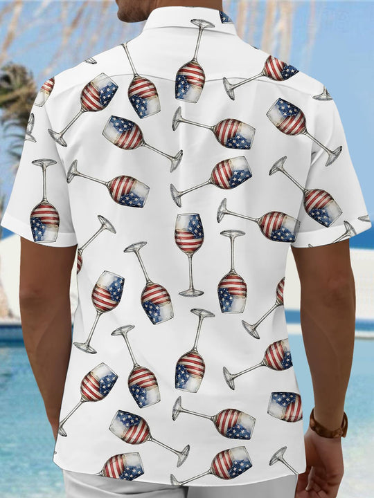 Men's American flag print short sleeve shirt back view