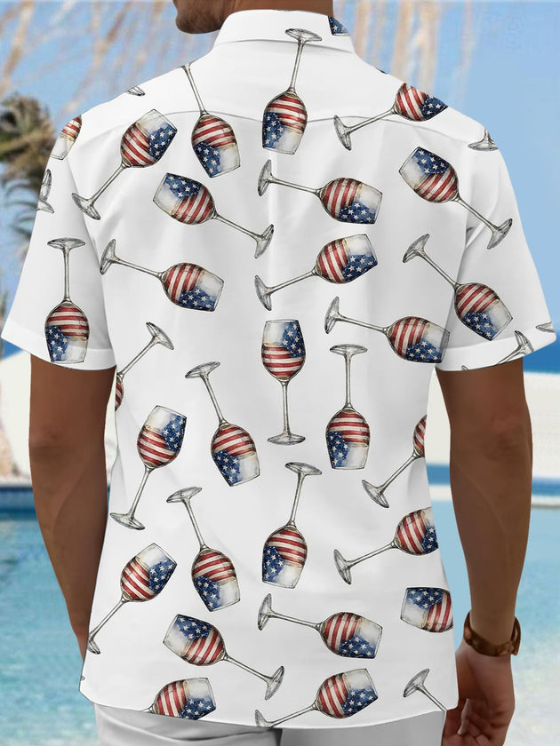 Men's American flag print short sleeve shirt back view