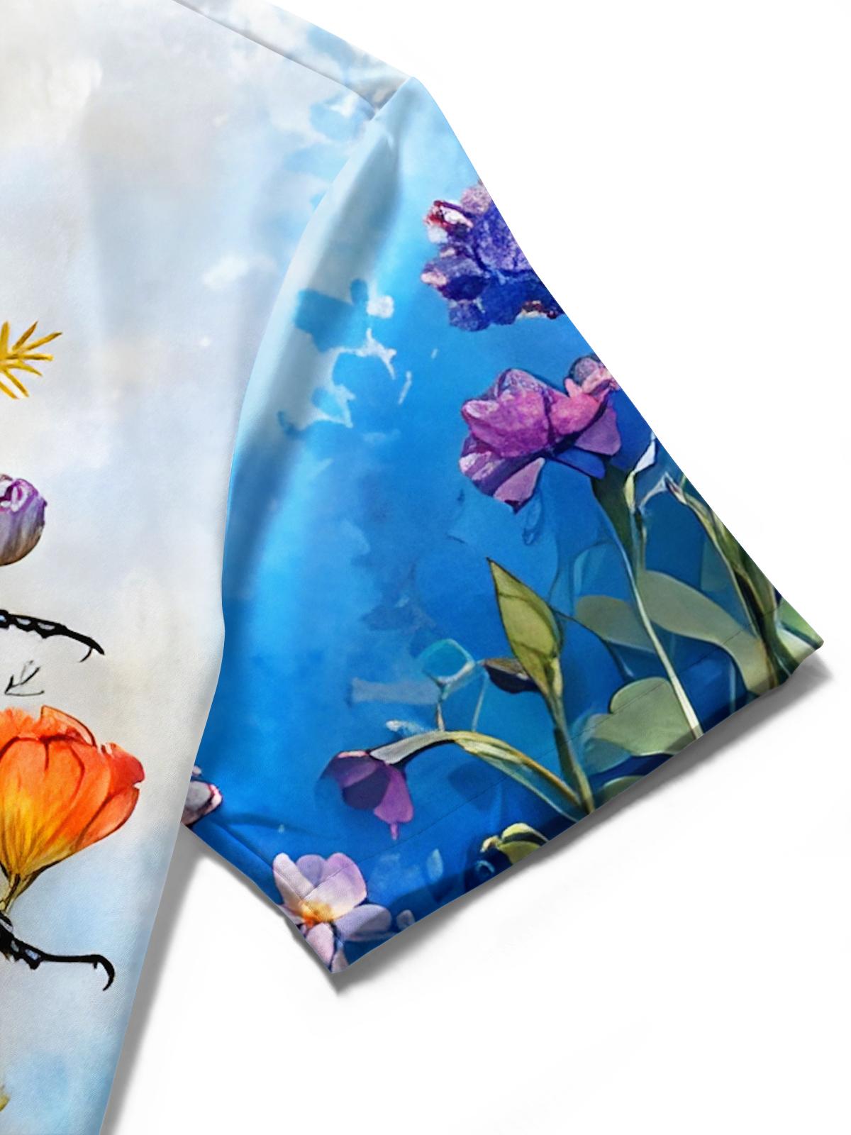 men's floral shirt close-up short sleeve