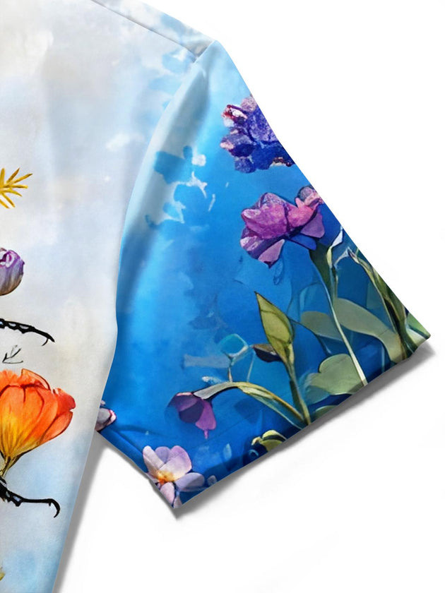 men's floral shirt close-up short sleeve