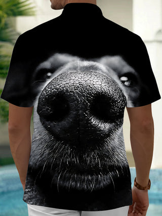 men's puppy pattern shirt back view