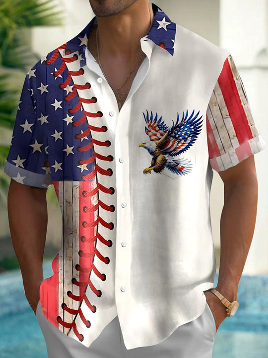 men's eagle print shirt front view Independence Day