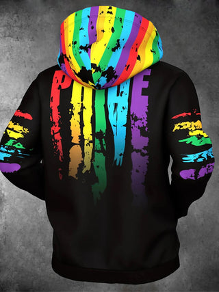 men colorful long sleeve hoodie back view