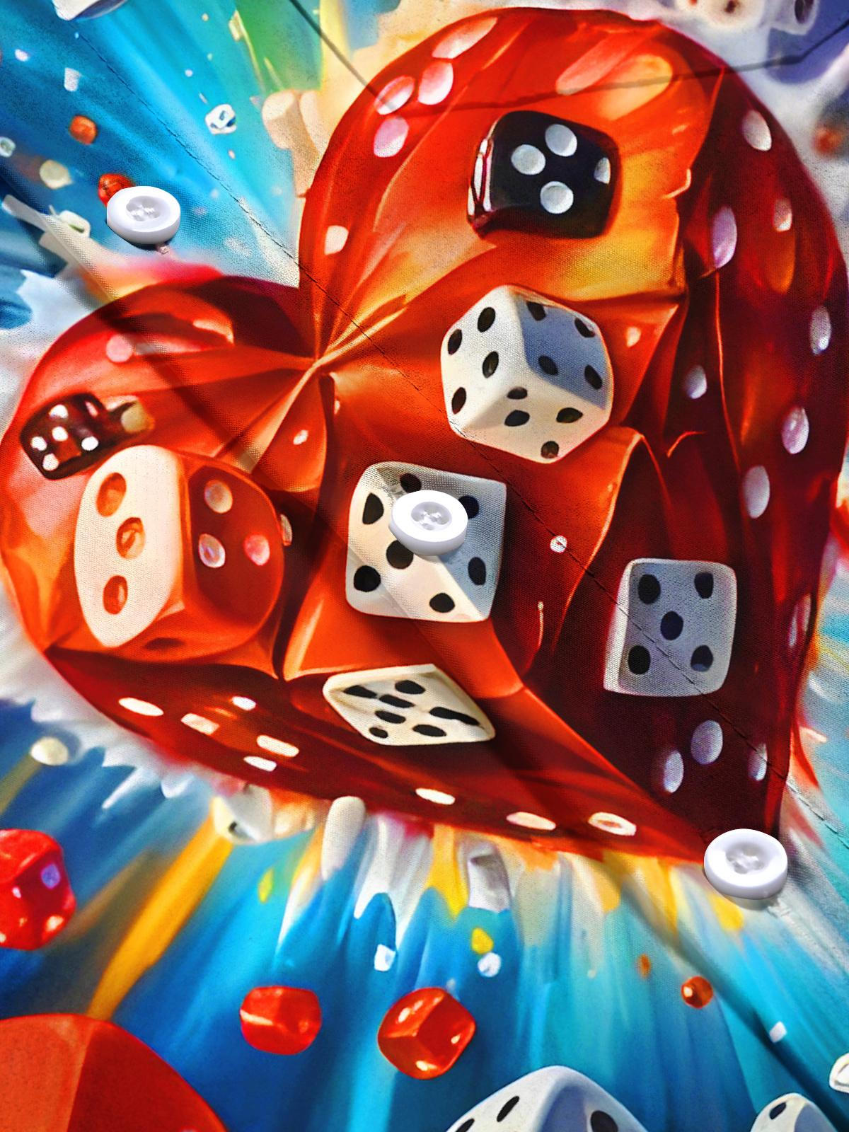 Heart Dice Men's Pocket Short Sleeve Shirts