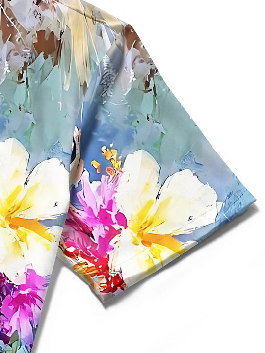 men's art print shirt close-up short sleeve