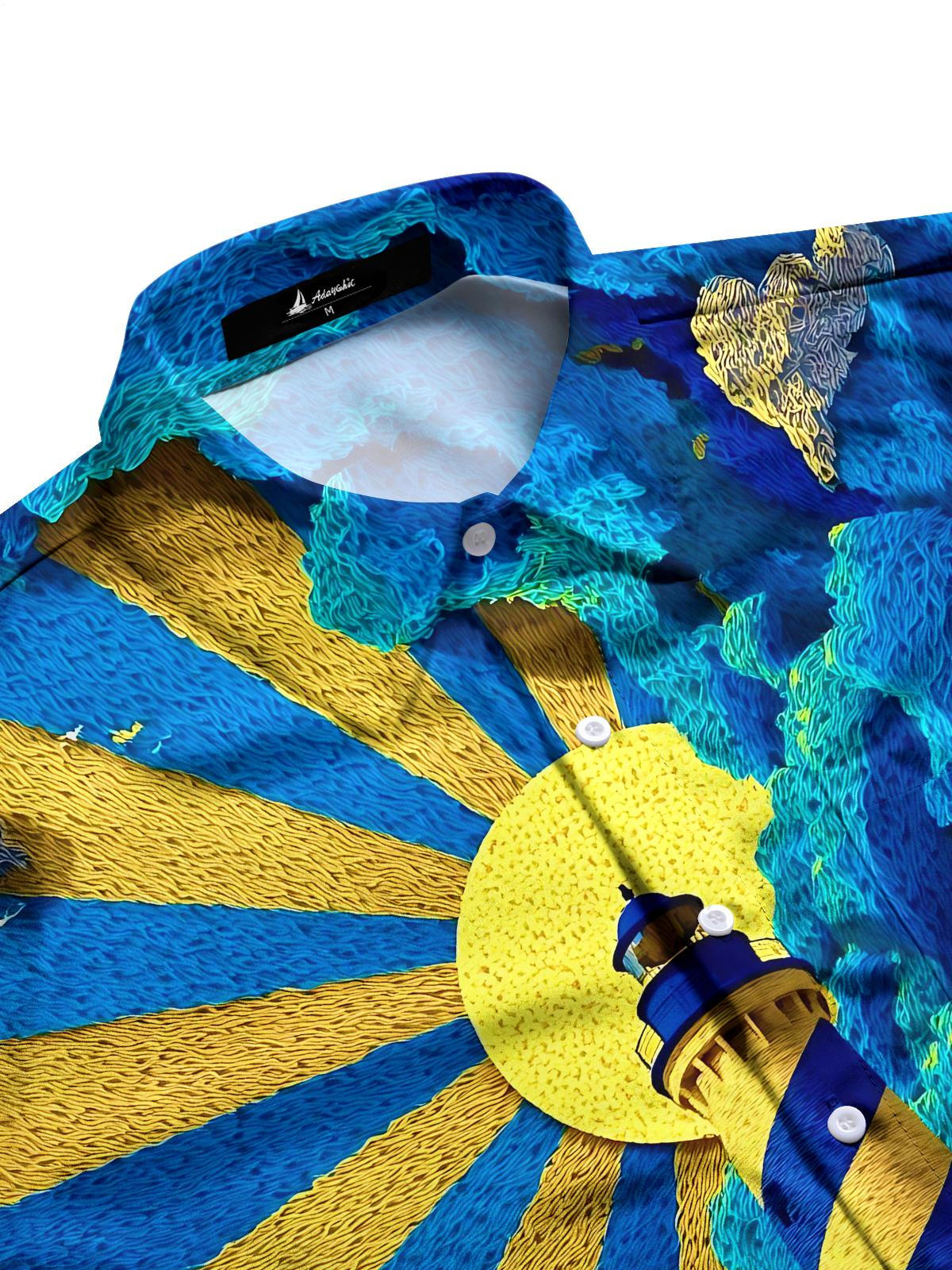 Lighthouse Print Men's Pocket Short Sleeve Shirts