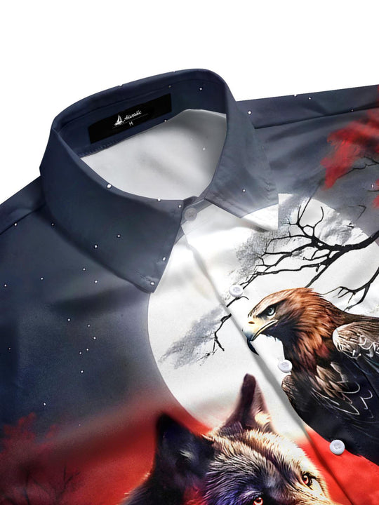 men's howling wolf shirt side view