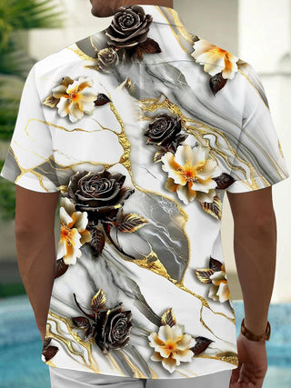 Men's back view floral short sleeve Hawaiian shirt