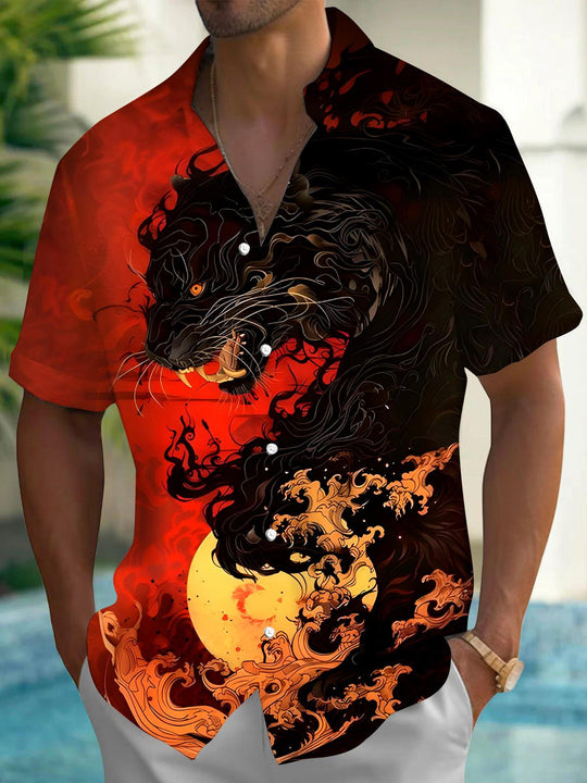 men's tiger print shirt front view