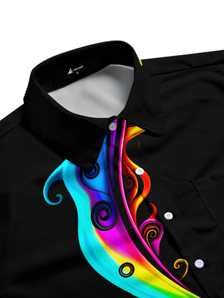 Men's abstract print tie dye short sleeve shirt side view